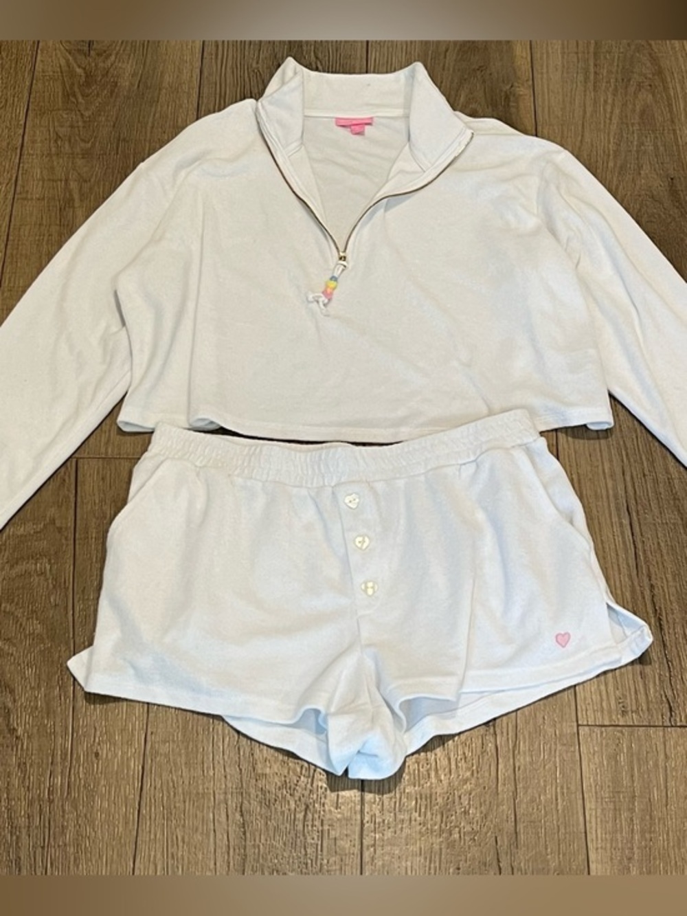 Stoney Clover Lane Target Collab Terry Cloth Matching 2 Piece White Set